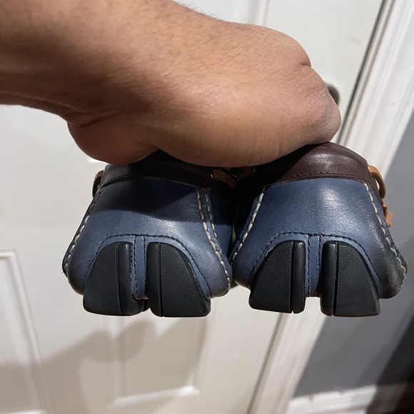 Rare Salvatore Ferragamo Driving Shoes Blue/Tan Sz 10.5 D - Picture 11 of 16